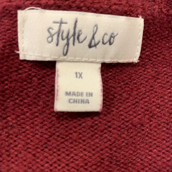 Style & Co. Purple Off-the-Shoulder Sweater with Ruffled Hem - Picture 4 of 5